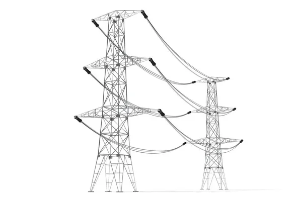 Beyaz Arkaplanda Elektrik Direkleri Izole Edildi Güç Mevcut Konsept Illüstrasyon — Stok fotoğraf