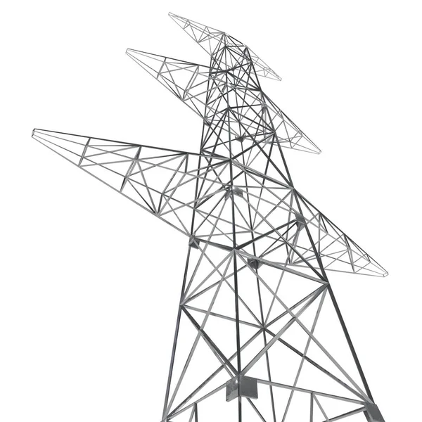 Electricity Pylon Isolated White Background Power Current Concept Illustration — Stock Photo, Image