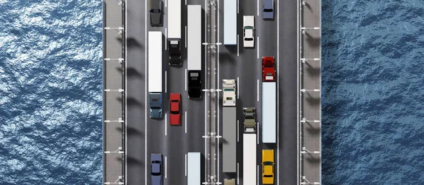 Coches Una Carretera Vista Desde Arriba Ilustración — Foto de Stock