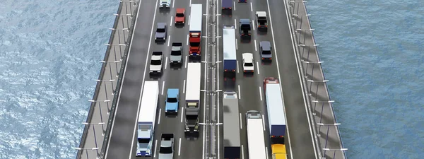 Coches Una Carretera Ilustración — Foto de Stock