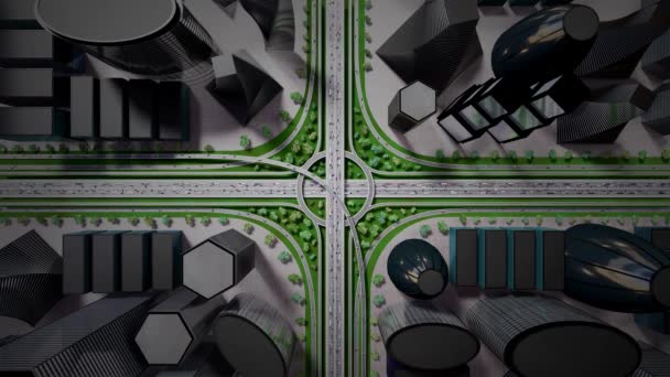 Intersección Carreteras Intercambio Carreteras Medio Ciudad Con Mucho Tráfico Vista — Vídeo de stock
