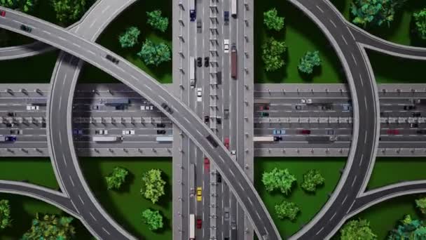 Auto Estrada Cruzamento Estrada Intercâmbio Meio Cidade Com Tráfego Pesado — Vídeo de Stock