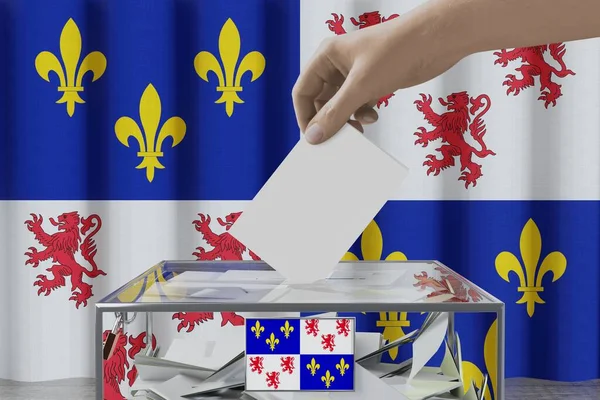 Bandera Picardie Mano Dejando Caer Tarjeta Votación Una Caja Concepto — Foto de Stock