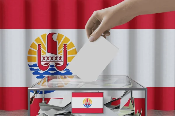 Flaga Polinezji Francuskiej Karta Głosowania Koncepcja Głosowania Wyborów Ilustracja — Zdjęcie stockowe