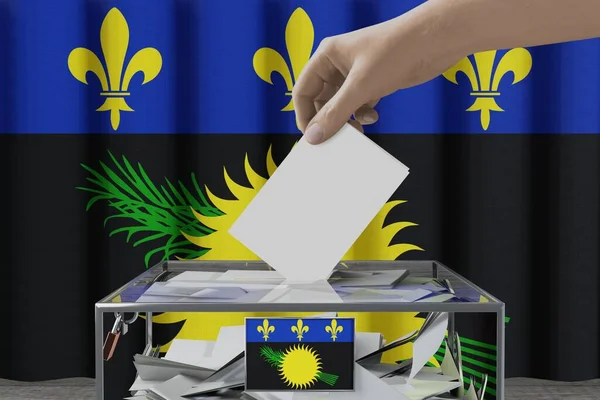 Flaga Gwadelupy Karta Głosowania Polu Koncepcja Głosowania Wyborów Ilustracja — Zdjęcie stockowe