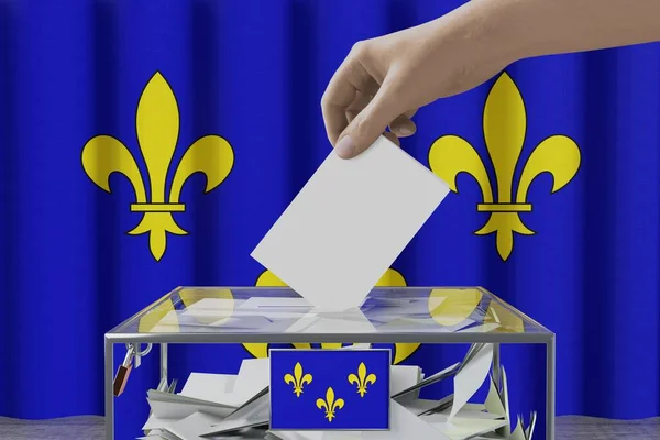 Drapeau Ile France Dépôt Main Une Carte Vote Dans Une — Photo