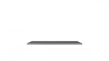 Beyaz arkaplanda boş yeşil ekranlı modern laptop, yakınlaştıran kamera - 3D 4K animasyon