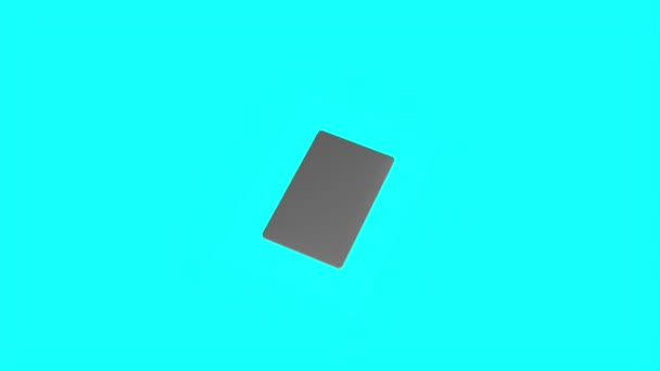 Moderne Laptop Met Leeg Groen Scherm Geïsoleerd Blauwe Achtergrond Draaiende — Stockvideo