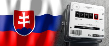 Slovakya - ülke bayrağı ve enerji göstergesi - 3D illüstrasyon