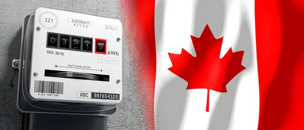 Canadá Bandera Del País Medidor Energía Ilustración — Foto de Stock