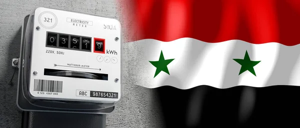 Síria Bandeira País Medidor Energia Ilustração — Fotografia de Stock