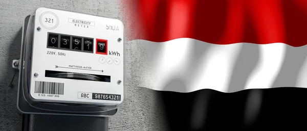 Jemen Land Flagga Och Energimätare Illustration — Stockfoto