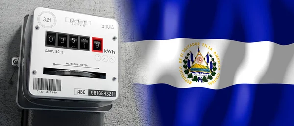 Сальвадор Флаг Страны Счетчик Энергии Иллюстрация — стоковое фото