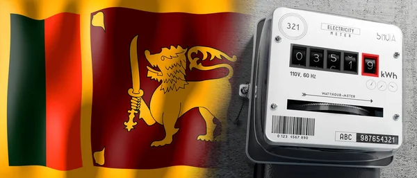 Sri Lanka Länderfahne Und Energiezähler Illustration — Stockfoto