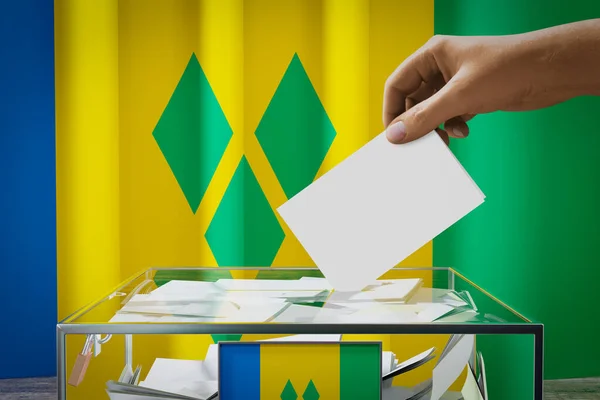 Bandera San Vicente Las Granadinas Dejando Caer Tarjeta Votación Una —  Fotos de Stock