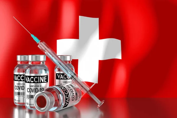 Covid Sars Cov Programa Vacunación Contra Coronavirus Suiza Cuatro Viales —  Fotos de Stock