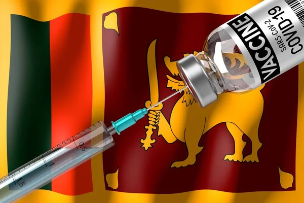 Covid Sars Cov Coronavirus Impfprogramm Sri Lanka Fläschchen Und Spritzen — Stockfoto