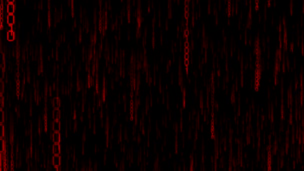赤いバイナリコードが落ちてくる 行列の概念 カメラは徹底的な落下数字 輝き効果 黒の背景を移動 4Kアニメーション 3840X2160 — ストック動画