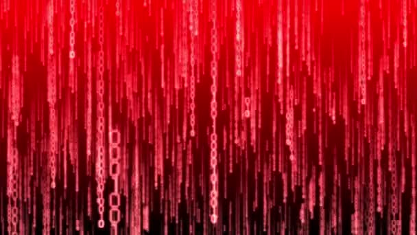 Red Binary Code Falling Matrix Concept Dalam Bahasa Inggris Kamera — Stok Video