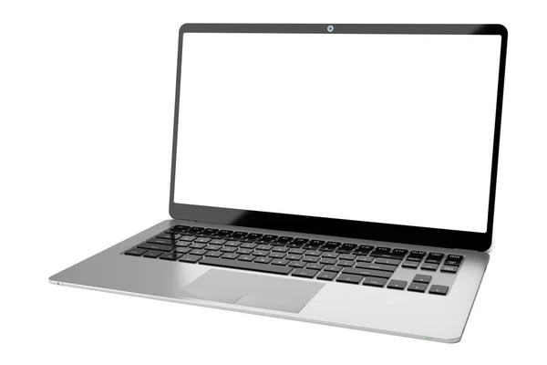 Laptop Moderno Com Tela Vazia Fundo Branco Ilustração — Fotografia de Stock