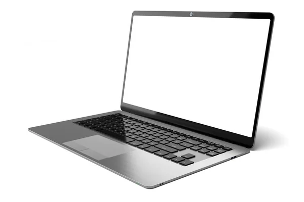 Laptop Moderno Com Tela Vazia Fundo Branco Ilustração — Fotografia de Stock