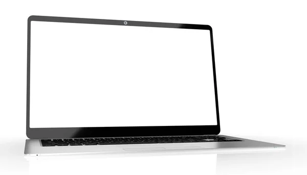 Moderner Laptop Mit Leerem Bildschirm Auf Weißem Hintergrund Illustration — Stockfoto