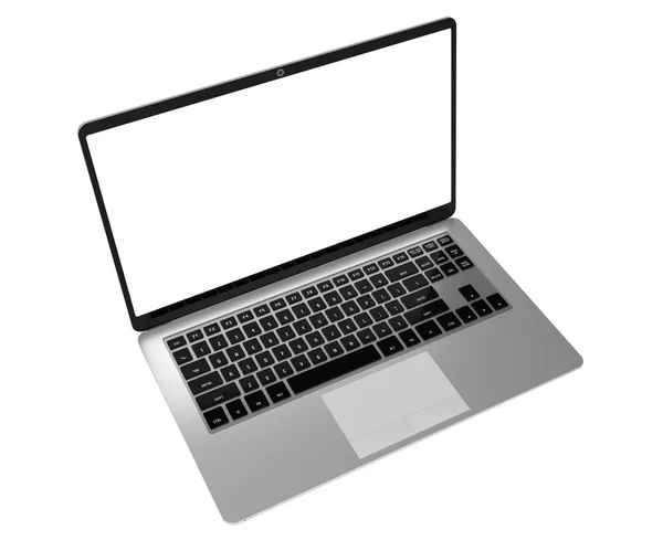 Laptop Modern Dengan Layar Kosong Pada Latar Belakang Putih Ilustrasi — Stok Foto