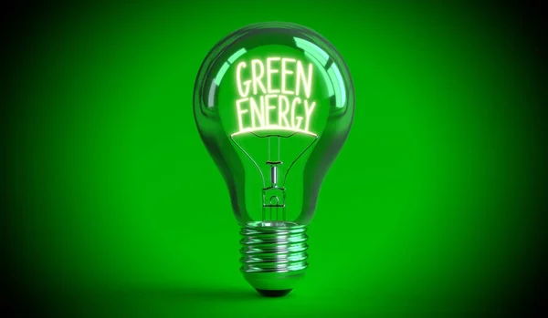 Conceito Energia Lâmpada Sobre Fundo Verde Ilustração — Fotografia de Stock