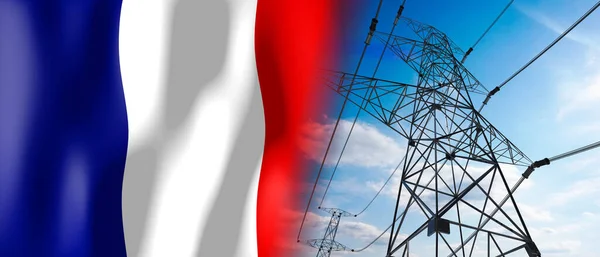 Frankrike Land Flagga Och Pyloner Illustration — Stockfoto