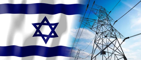 Israele Bandiera Nazionale Tralicci Elettrici Illustrazione — Foto Stock