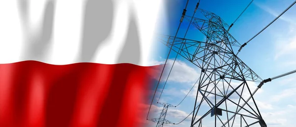 Polonia Bandera Del País Torres Eléctricas Ilustración — Foto de Stock