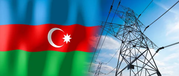 Azerbeidzjan Vlaggen Elektriciteitsmasten Illustratie — Stockfoto