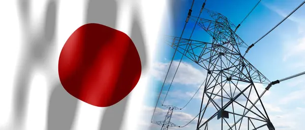 Japan Land Flagga Och Pyloner Illustration — Stockfoto