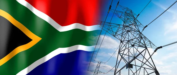 Sudáfrica Bandera Del País Torres Eléctricas Ilustración — Foto de Stock