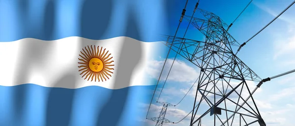 Аргентина Столбы Флага Страны Электричества Иллюстрация — стоковое фото