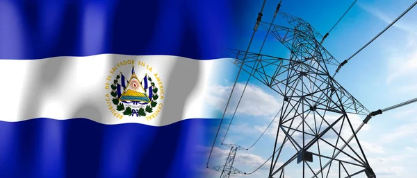 Salvador Country Flag Electricity Pylons Illustration — Stock Photo, Image