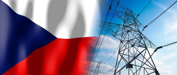 República Checa Bandera Del País Torres Eléctricas Ilustración — Foto de Stock