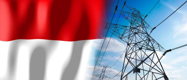 Індонезія Прапор Електричні Пілони Ілюстрація — стокове фото