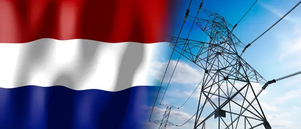 Нідерланди Прапор Країни Електричні Пілони Ілюстрація — стокове фото