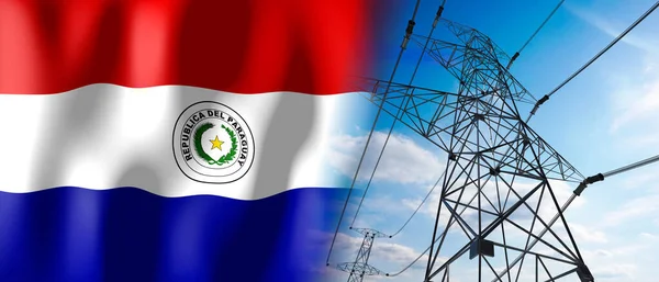 Парагвайський Прапор Електричні Пілони Ілюстрація — стокове фото