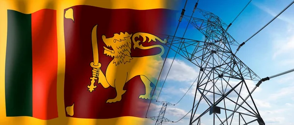 Sri Lanka Flagge Und Strommasten Illustration — Stockfoto