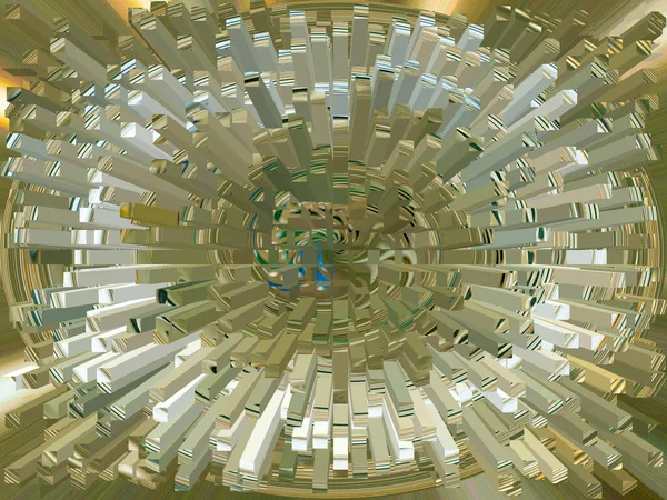 Abstrakt geometrisk illustration av en volymetrisk gyllene cirkel. — Stockfoto