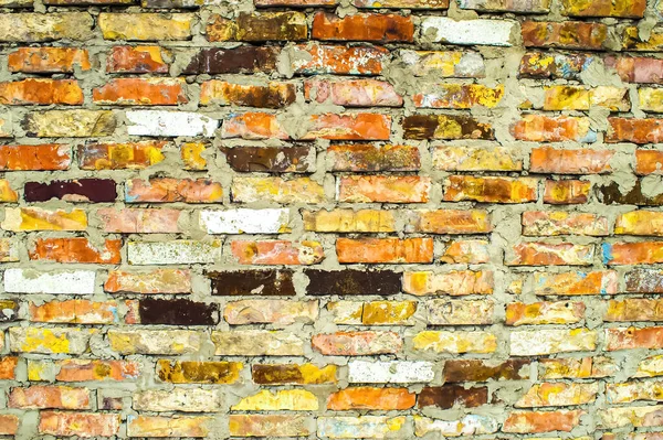 用水泥连接的红色旧砖墙的结构 建筑和维修 水泥砂浆 背景图像 文字模板 这个职业是建筑工人 — 图库照片