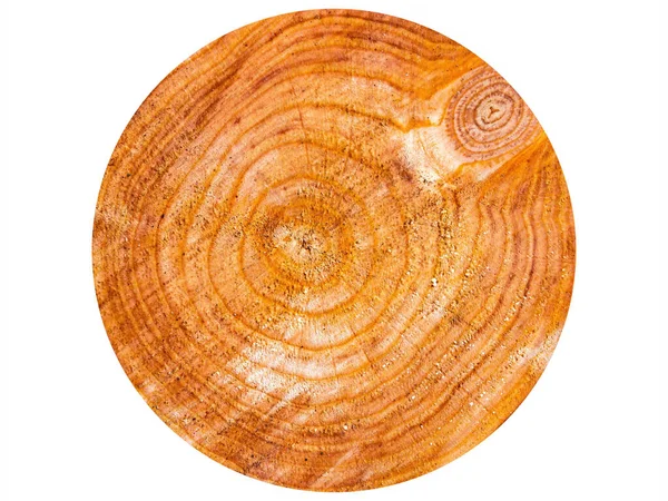 Texture d'une coupe transversale d'un tronc de pin sur fond blanc. — Photo