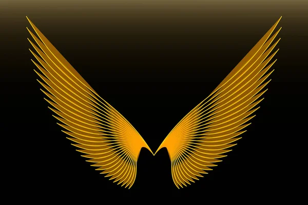 Golden Wings Bird Black Background Vector Template Bird Wings Golden — 图库矢量图片#