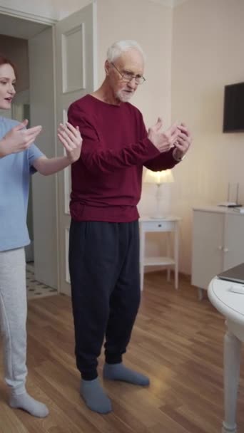 Pensioner Takes Care His Physical Condition Does His Morning Workout Stock Video