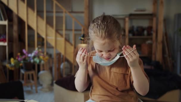 Enfant Est Pas Bon Pour Mettre Masque Protection Masque Couvre — Video