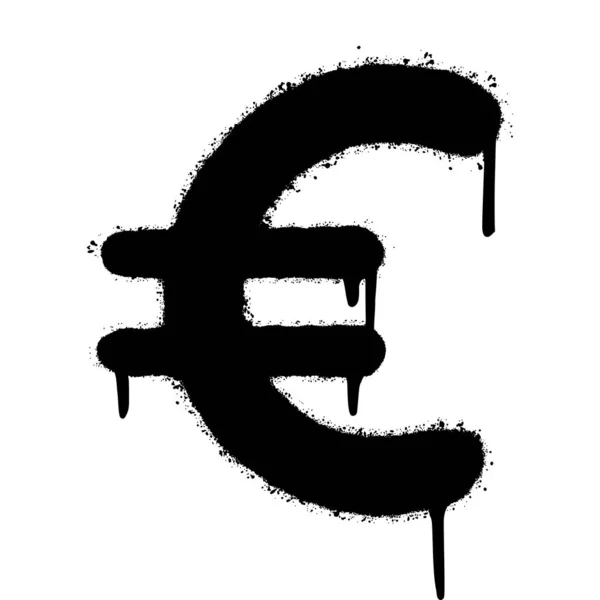 Graffiti Euro Ikonen Sprutas Isolerad Vit Bakgrund Valutaikonen Vektor Illustration — Stock vektor