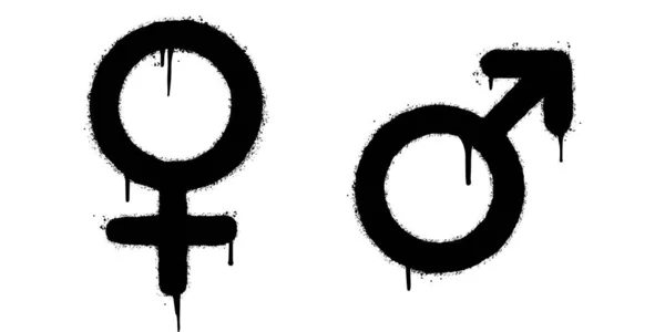 Graffiti Gender Symbols Male Female Sprayed Isolated White Background Vector — Stock Vector