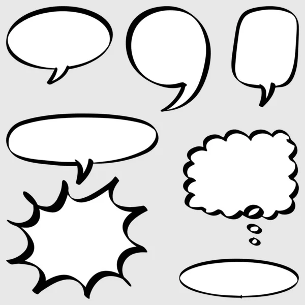 Hand Drawn Set Speech Bubbles Isolated Doodle Set Element Vector — Stock Vector